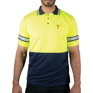 Camisas Amarillas y Azul Marino 100% Algodón, Alta Visibilidad, Minería, Construcción, Reflectantes, de Seguridad, Polo de Trabajo de Manga Larga - Product Image 4