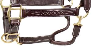 Licou en cuir de qualité supérieure le plus vendu avec point fantaisie quincaillerie en laiton rembourré doux pointe équestre à un prix abordable - Product Image 3