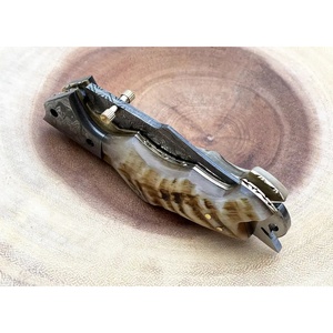 Jexmoo Couteau de poche en acier damas fait à la main personnalisé avec étui en cuir pour cadeau d'anniversaire Groomsman Present - Product Image 5