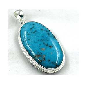 Wholesale Boho Chic Style <b>Fine</b> Jewelry 925 Silver Chunky Pendant with Arizona Turquoise Stone <b>Charms</b> Classic Style for Children - Product Image 3