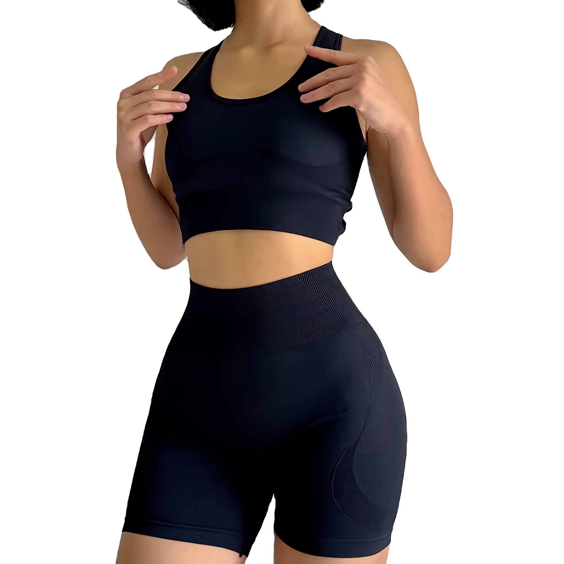 Womens Daily Fitness Crop Top and Shorts Set Comfortable Activewear Outfit for Yoga Gym Running and Casual Wear