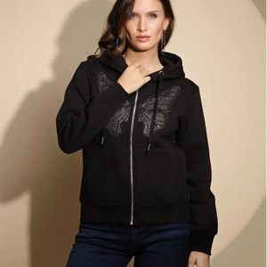 Couleurs unies coton surdimensionné sweat à capuche pour femme hiver décontracté fermeture éclair sweats à capuche unis style de rue sweat à capuche pour femme - Product Image 1