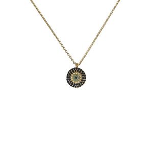 Collier à pendentif en métal doré design mauvais œil - Product Image 1
