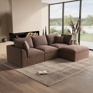 Sofá Seccional en Forma de L de Tres Plazas, Tapizado en Tela, Envasado al Vacío, Relleno de Esponja, Diseño Moderno, Ideal para Apartamentos y Villas, Transporte Eficiente - Product Image 6