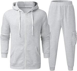 Vêtements de sport de couleur unie pour hommes style tendance de qualité supérieure ensembles de survêtements personnalisés en coton et polyester pour hommes avec fermeture à glissière de fitness à séchage rapide et mince - Product Image 4