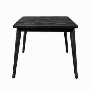 Mesa de comedor minimalista moderna con patas cónicas para cocina, comedor, estilo escandinavo, rejilla superior, acabado negro - Product Image 3