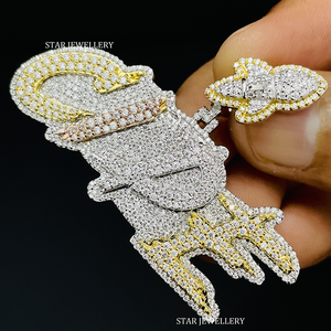 Pendentif personnalisé en or plaqué 10 carats serti de diamants naturels, style hip-hop, bijoux unisexe avec attache personnalisée, certifié EGL - Product Image 2
