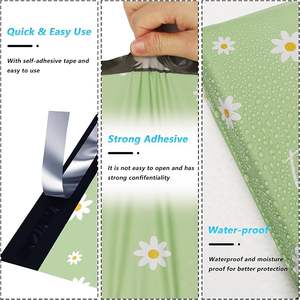 Paquete de 100 Bolsas de Poliéster para Envíos con Mensaje de Agradecimiento, 25x33cm, Autoadhesivas, Resistentes al Agua y a Desgarros, Duraderas, 2.3M, Verdes con Diseño de Margarita - Product Image 2