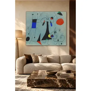 Impression sur toile Fida Joan Mir Soleil et figures sur fond bleu - Product Image 1