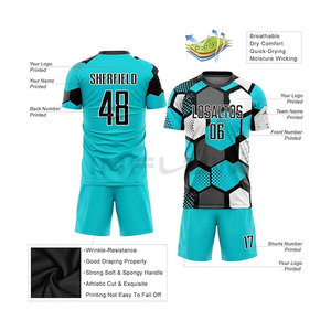 เสื้อฟุตบอล100% ระบายอากาศเสื้อฟุตบอลผ้าโพลีเอสเตอร์เสื้อสโมสรฟุตบอลเสื้อทีมเจอร์ซีย์ออกแบบโลโก้ได้ตามต้องการ - Product Image 1