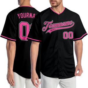 Camiseta de béisbol auténtica negra Rosa-blanca personalizada ropa de equipo personalizada más vendida - Product Image 1
