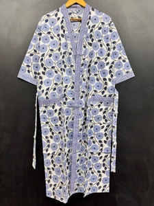 ชุดกิโมโนยาวถึงพื้นสำหรับผู้หญิงทำจากผ้าฝ้ายแท้ทำด้วยมือเป็นมิตรต่อสิ่งแวดล้อมซักได้พร้อมเข็มขัดแขนสั้นสไตล์ญี่ปุ่น - Product Image 6