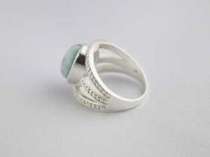 Handmade 925 Sterling <b>Silver</b> Larimar <b>Ring</b>: Unisex Healing Gemstone <b>Statement</b> <b>Ring</b> - Product Image 3
