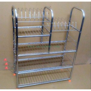 Fabriqué en acier inoxydable brillant poli miroir supports de rangement de cuisine qualité supérieure 4 niveaux mariage hôtel cuisine support debout - Product Image 6