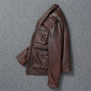Wholesale 2024 Stylish OEM Custom Logo Breathable Leather <b>Jacket</b> <b>for</b> <b>Men</b> with Towel Embroidery Genuine Leather <b>jacket</b> <b>for</b> <b>men</b> - Product Image 6