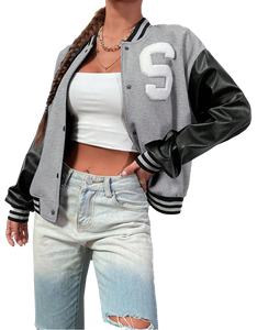 Blouson aviateur unisexe rétro Chicago iconique pour veste toile hiver col montant avant Logo Fashion Varsity Jacket - Product Image 5