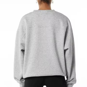 High Quality Oversized Women's Knitted Fleece Pullover Sweatshirt Custom <b>Stand</b> Washed <b>Drop</b> Shoulder Winter Formal Terry Front - Product Image 4