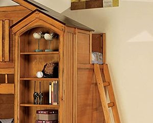 Conjunto de muebles de dormitorio para niños y niñas, cama rosa con cabecero de librería, TH-H8268, princesa - Product Image 4