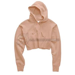 Sudadera de gimnasio de algodón para mujer de talla XS, Tops cortos con capucha bordada informal de otoño con estampado de letras de punto con logotipo personalizado - Product Image 5