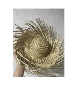 수제 액세서리 여름 밀짚 손바닥 모자-판매 노란색 밀짚 모자 여성용/여름 해변 모자 베트남 제조 공예품