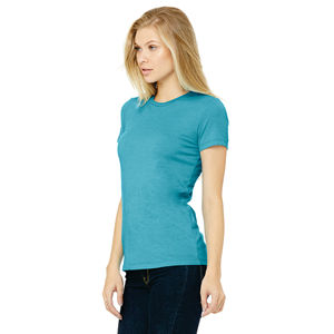 Airlume-Camiseta entallada para mujer, Camiseta de algodón 100% de longitud corporal más larga con cinta para los hombros, anillo peinado, 32, 4,2 oz Aqua - Product Image 2