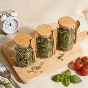 Barattolo <span class=keywords><strong>per</strong></span> Spezie in Vetro con Coperchio in Bambù Sostenibile e Porta Cucchiaio Integrato <span class=keywords><strong>per</strong></span> Organizzazione Ecologica della Cucina - Product Image 3