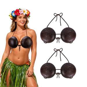 Conjunto de Bikini de Dos Piezas para Mujer, Top Halter con Tirantes de Cordón, Color Sólido, Estilo Hawaiano, Disfraz de Luau - Product Image 1