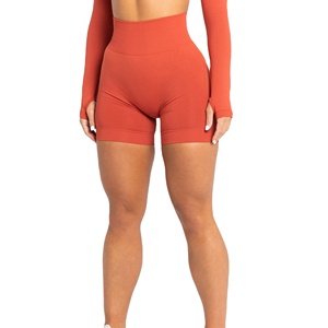 Pantalones cortos de Yoga atléticos para gimnasio transpirables elásticos personalizados para mujer sin costuras de secado rápido antiarrugas a prueba de viento poliéster/algodón entrenamiento - Product Image 4