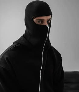 Sweat-shirt à capuche oversize rétro Y2K pour homme et femme, à double couche, avec fermeture éclair, cagoule, lavage au sable, streetwear d'hiver, uni - Product Image 3