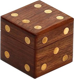 Boîte à dés carrée en bois avec 5 dés mignons-Organisateur/support/stockage/étui/conteneur/ensemble de jeu d'accessoires de dés en bois - Product Image 3
