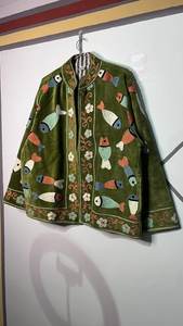 Chaqueta de terciopelo Suzani hecha a mano con diseño de pez bordado, abrigo estilo bohemio - Product Image 5