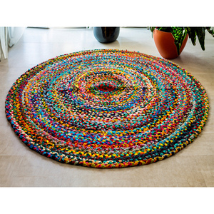 Tapis rond en jute tressé au design moderne, tapis durable pour la maison, salon, chambre, cuisine, hôtel, bon prix - Product Image 4