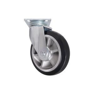 CCE 8 Inch Black Rubber Flat Free <b>Roller</b> Caster Wheels with 660-lbs Load Capacity Top Plate Mounting - Product Image 1