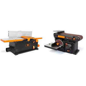 Cepilladora Eléctrica de Banco para Madera con Base de Hierro Fundido y Lijadora de Banda y Disco - Product Image 6