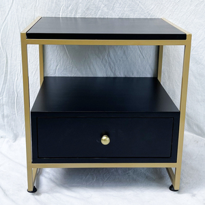 Mozo Modern Design <b>Bedside</b> <b>Cabinet</b> Iron Frame and Rubber Wood TDG68039 - Product Image 3