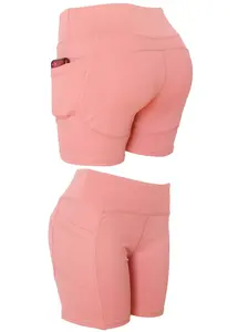 Short de motard taille haute pour femme avec compression Yoga motif solide respirant Spandex/Polyester poches élégantes confortables - Product Image 4