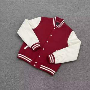 Chaquetas Varsity de Punto con Ribete de Piel de Oveja para Invierno, Chaqueta de Béisbol 100% Poliéster para Hombre, Estilo Universitario con un Solo Botón - Product Image 1