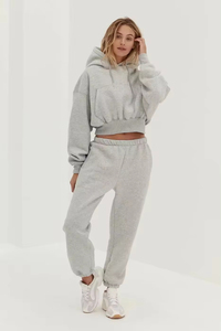 Survêtement personnalisé blanc uni pour femmes, pantalon de survêtement et jogging, ensemble pour femmes, survêtement unisexe en coton/polaire avec poche kangourou - Product Image 5