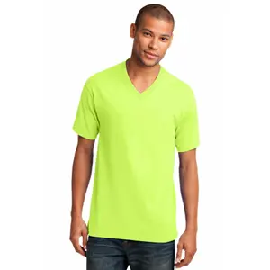 도매 하이 퀄리티 셔츠 통기성 짧은 소매 100% 면 V 목 남성 빈 T 셔츠 개인 라벨