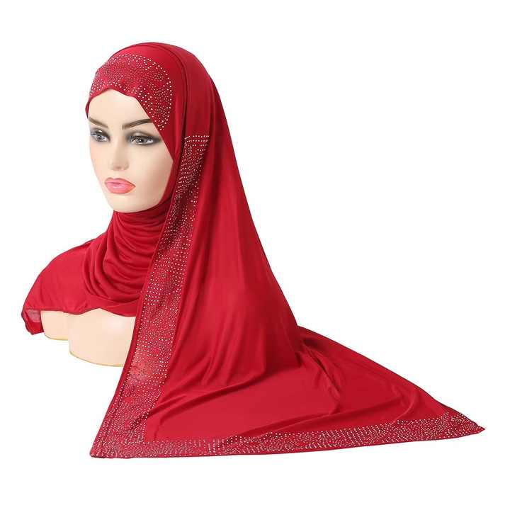 Hijab Abays With Lace Breathable Islamic Dubai Style Long Instant Headscarf,suitable for Festival and Praying 1pc