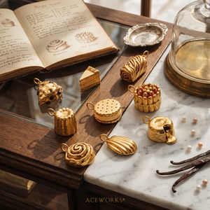 Golden Bakery Charms | Stainless Steel 18K PVD Gold Plated Cake Cookie Pastry Dessert Food Pendants | Waterproof & Tarnish Free - Product Image 2