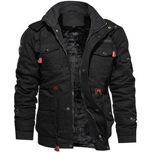 Vente en gros Marque personnalisée Veste pour homme Veste noire américaine/Manteau épais en coton avec capuche amovible Veste pour hommes - Product Image 1