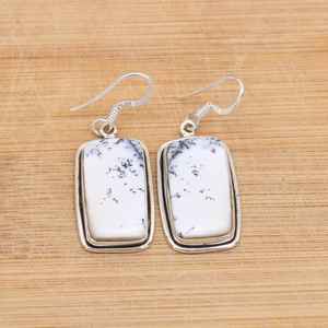 Dendrite Opal 925 Sterling Silver Gemstone Hook Earrings Handmade Jewelry <b>Women</b> Fashion Dangle <b>Gift</b> - Product Image 6