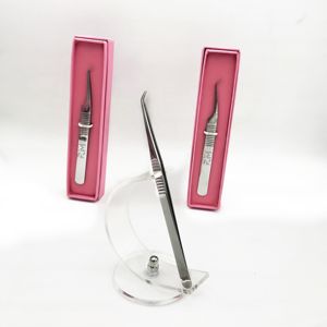 RMI nouveauté poignée longue pince à épiler pour Extension de cils en acier inoxydable argent pince à cils boîte d'emballage avec support - Product Image 6