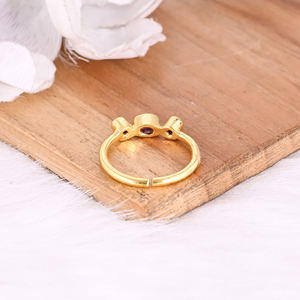 Pierre précieuse Hydro rose solide 925 argent Sterling plaqué or jaune réglable à la main bague empilable bijoux minimalistes - Product Image 3