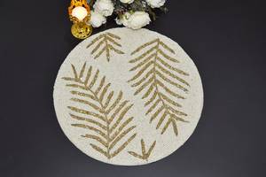 Economically Priced Round <b>Beaded</b> <b>Placemats</b> Handmade Floral Artisan Festive Table Setting Decor for Home Dining & Wedding Parties - Product Image 2