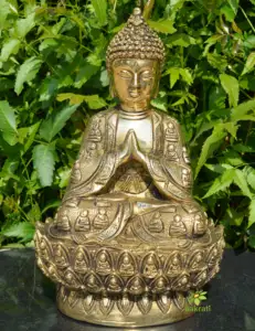 Estatua de Buda de latón, 28 CM, Idol del Señor de Buda, deidad budista para interior y exterior, estudio de Yoga, decoración para sala de meditación