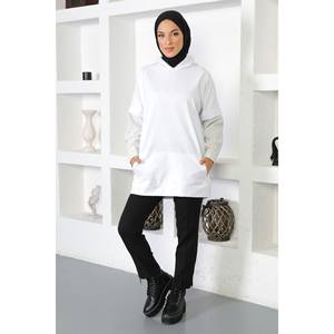 Sudadera de Lujo a Rayas con Detalle Bordado en 3D, Sudadera con Capucha para Invierno y Otoño en Talla XS, Material Estampado - Product Image 3