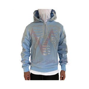 Sweats à capuche en coton mélangé pour hommes, hiver, décontracté, surdimensionnés, 100% coton, confortables, teints en strass - Product Image 1