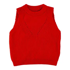 2023 Custom Autumn Winter Baby Sleeveless Infant Toddler Pullover Chunky Baby Wool Hand Knit Sweater Vest